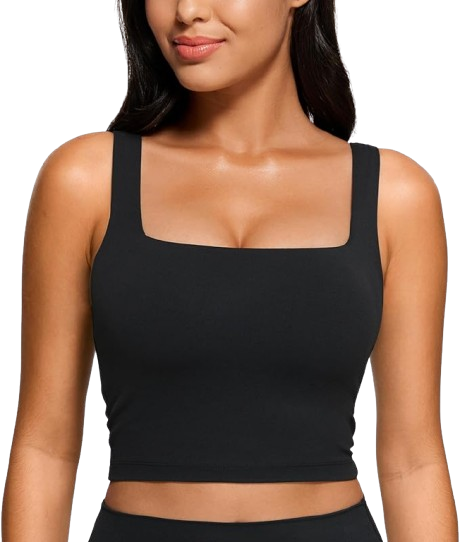 CRZ YOGA Butterluxe Square Neck Crop Tank Tops for Women