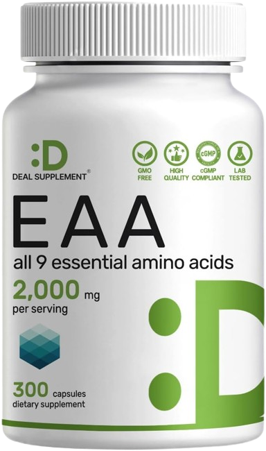 Essential Amino Acids (EAA) 2000mg Per Serving, 300 Capsules