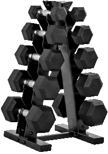 CAP Barbell Rubber Coated Dumbbell Weight Set with Vertical Rack