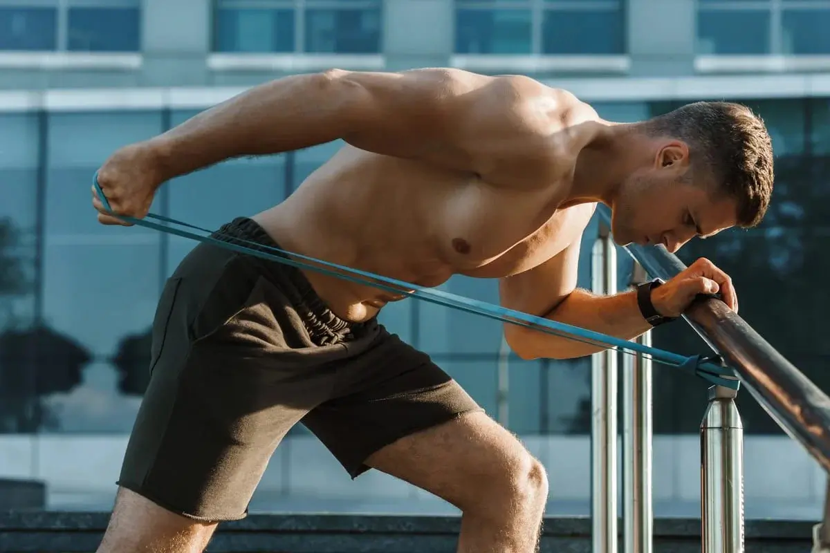 Men using resistance band